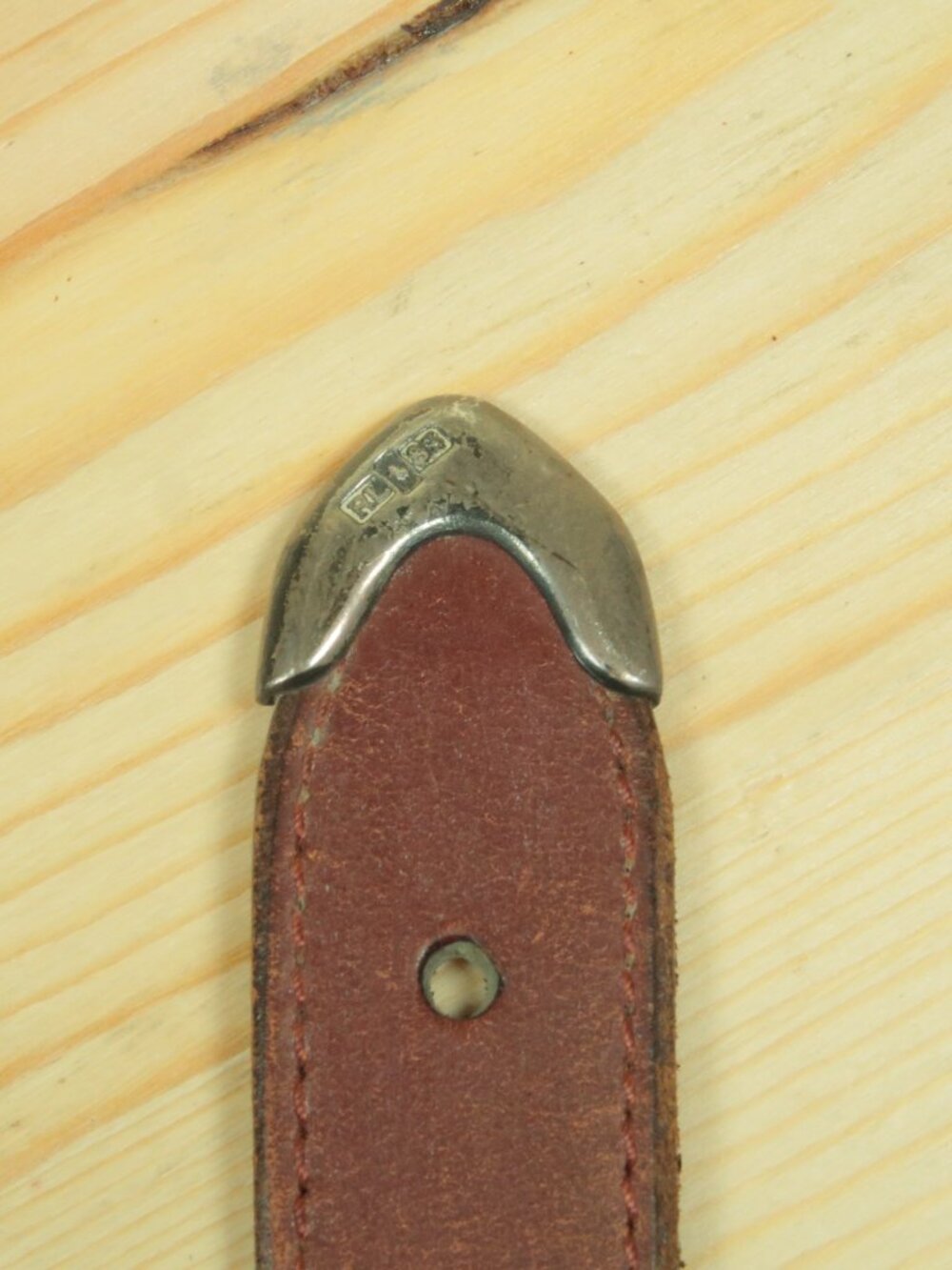 Vtg 80s Polo Ralph Lauren Western Sterling Silver Belt Mens 34 Brown Made in UK - Picture 6 of 10
